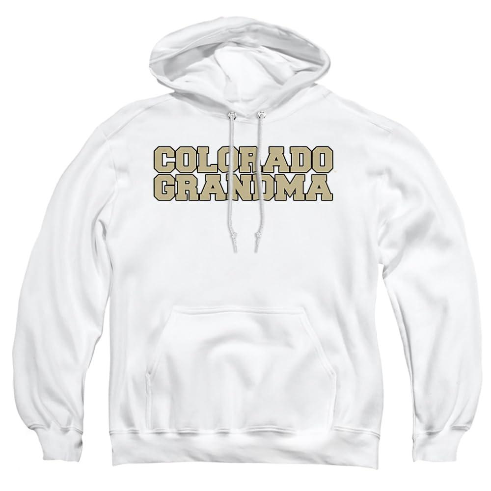 LOGOVISION University of Colorado Official Grandma Unisex Adult Pull-Over Hoodie, White, Large