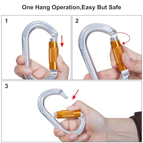 SOB SOB Auto Locking Climbing Carabiner Clips 6Pack 22KN Heavy Duty Asymmetrical Carabiner Connector Used for Rappelling Gear Rescue Outdoor Projects Dog Leash
