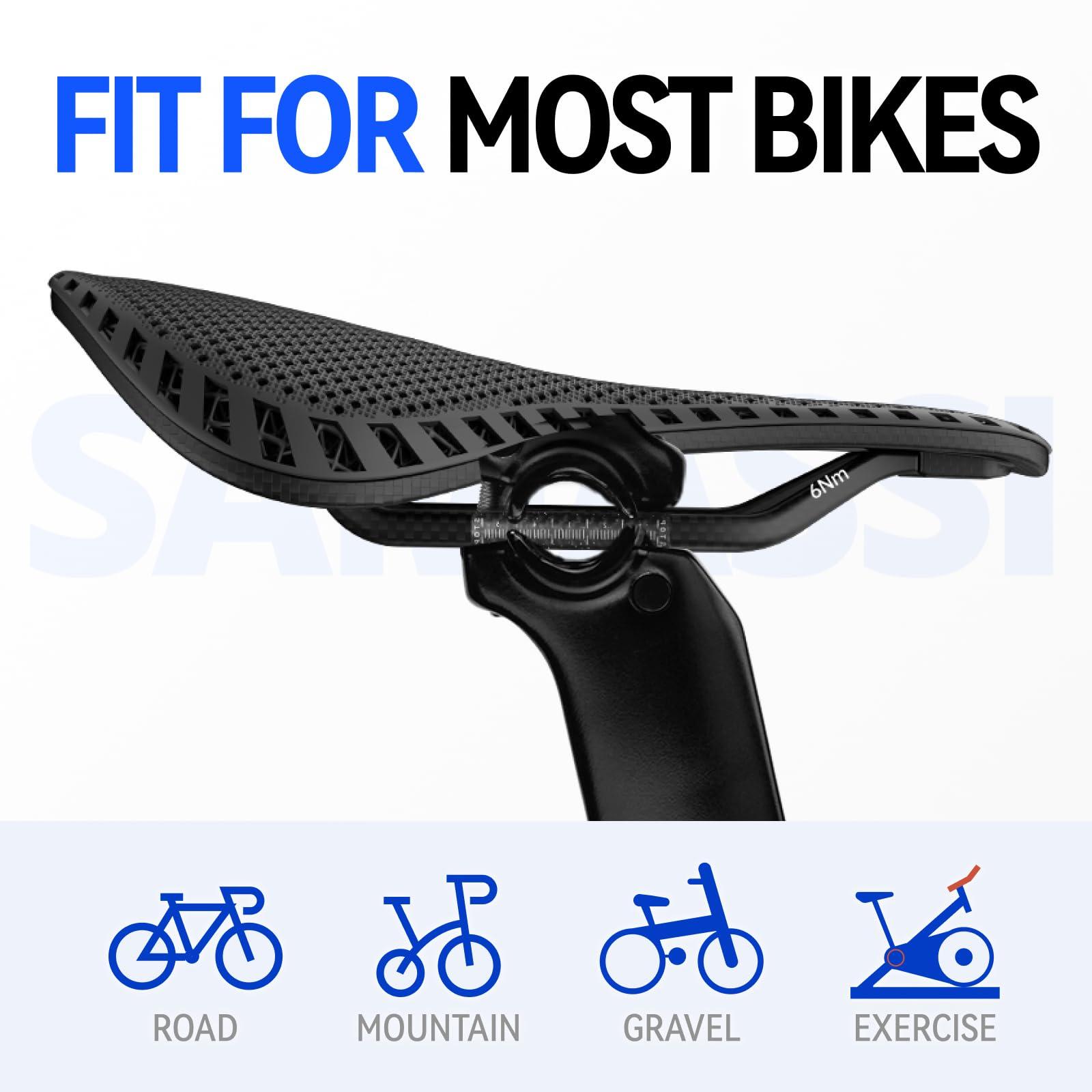 Samassi Samassi Bike Seat, 3D Printed Bike Saddle | Comfortable Bike Seat Cushion for Men and Women| Lightweight Carbon Fiber Bicycle Seat, Shock Absorbing and Breathable | Ideal for Road and Mountain Bikes