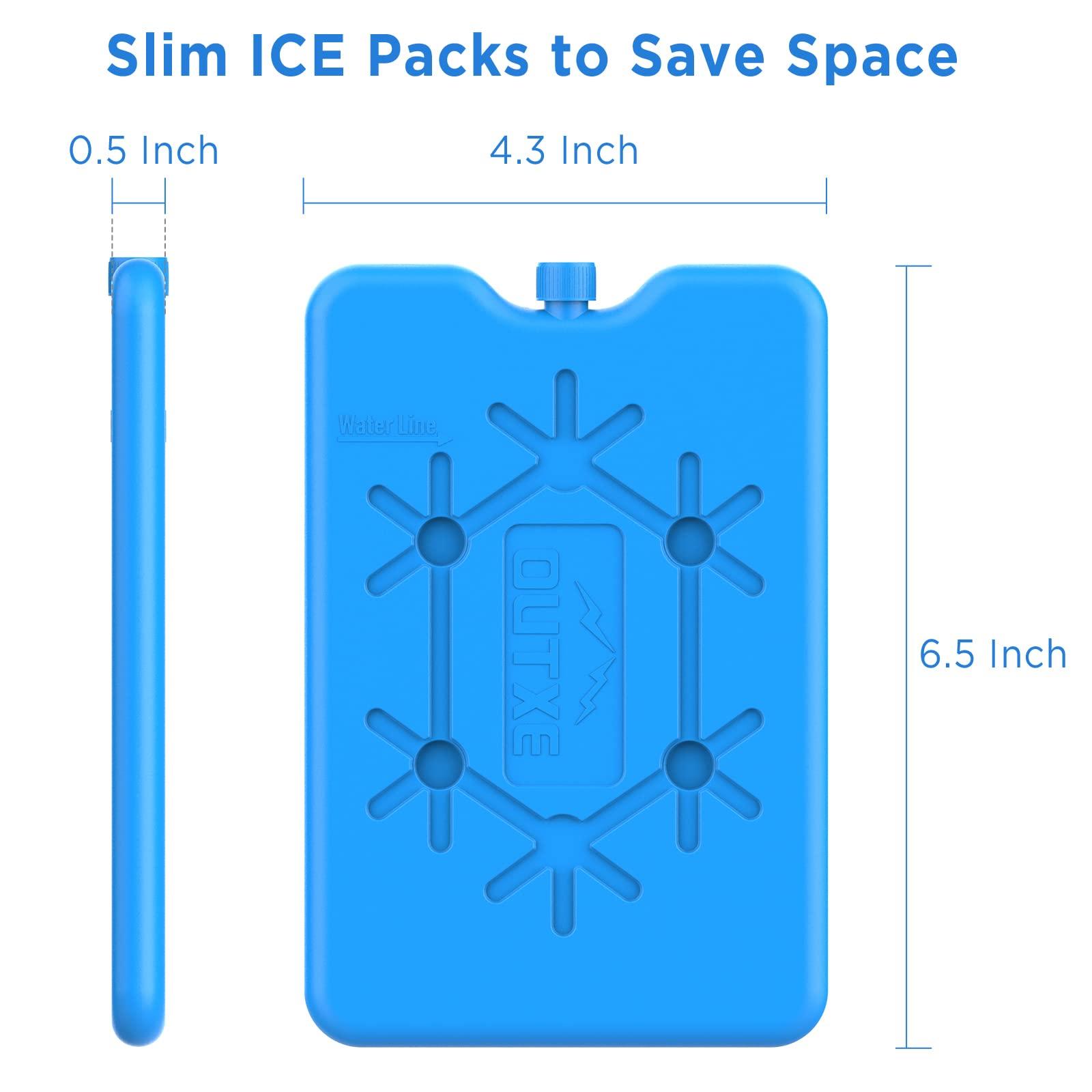 OUTXE OUTXE Ice Packs for Lunch Box 8 Pack- Reusable Ultra-Thin Freezer Packs - Long-Lasting Cool Packs for Coolers, Keep Food Fresh and Cold in Lunch Boxes and breastmilk Bags - 8 Pack (Blue)