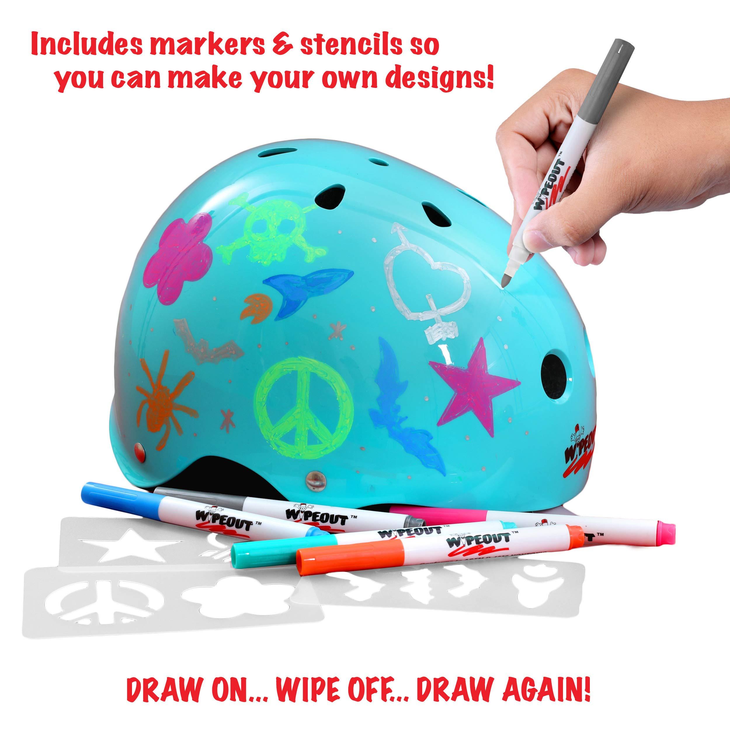 Wipeout Wipeout Dry Erase Kids Helmet for Bike, Skate, and Scooter, Teal Blue Youth 5+