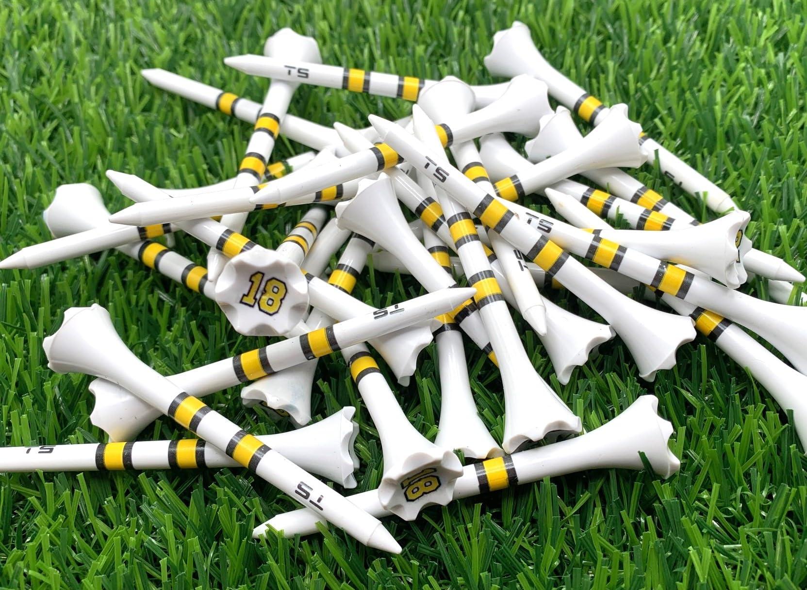 TRUESTRIKE TRUESTRIKE Premium USA Golf Tees 3 1/4 or 2 3/4-100 Plastic Golf Tees in Bulk (Happy Gil, 3 1/4\")