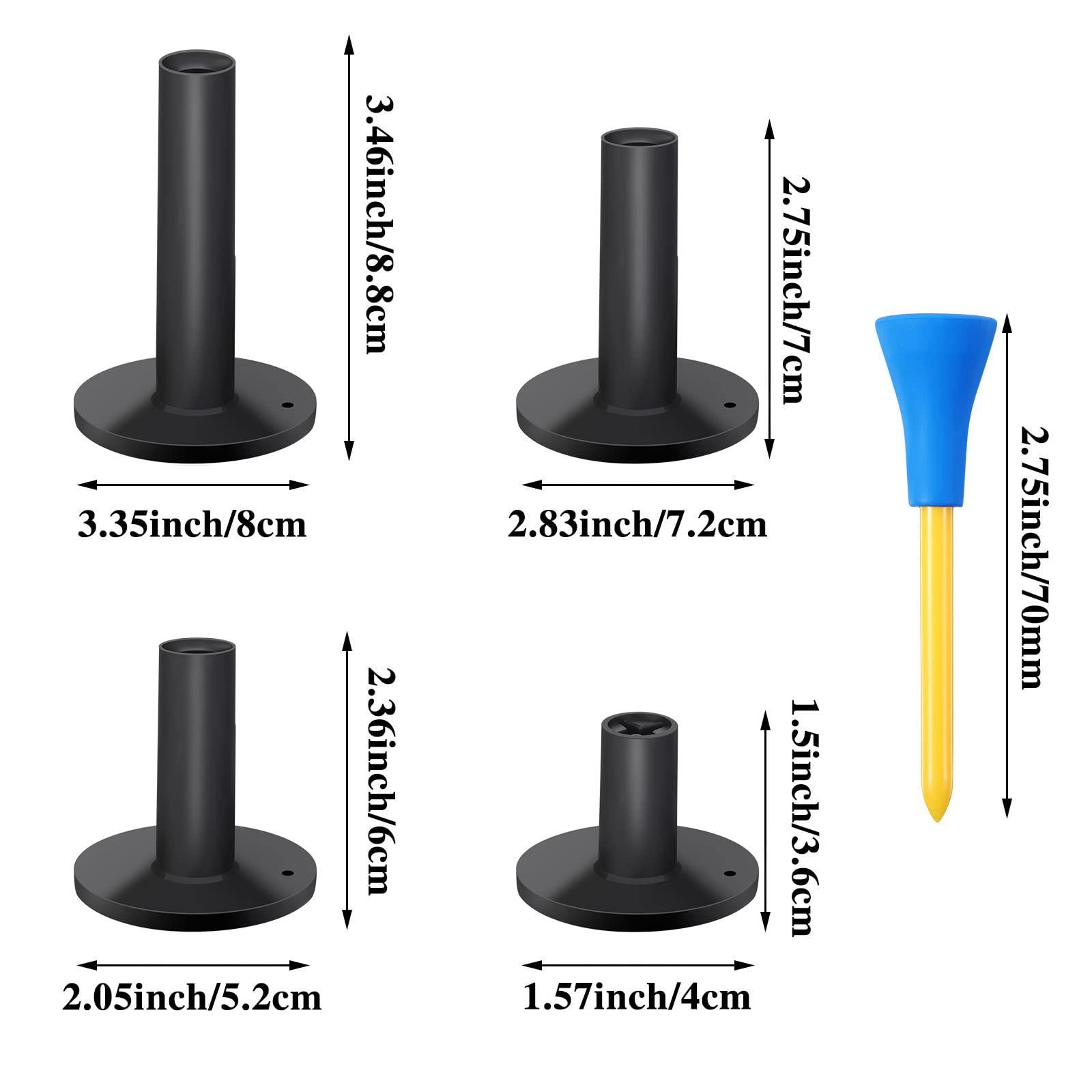Skylety 12 Pieces Golf Range Tees Set Rubber Golf Tees for Range Mats Golf Rubber Tees Driving Range with 6 Pieces Golf Tees for Practice Mat Mixed Size(Black and White Blue)