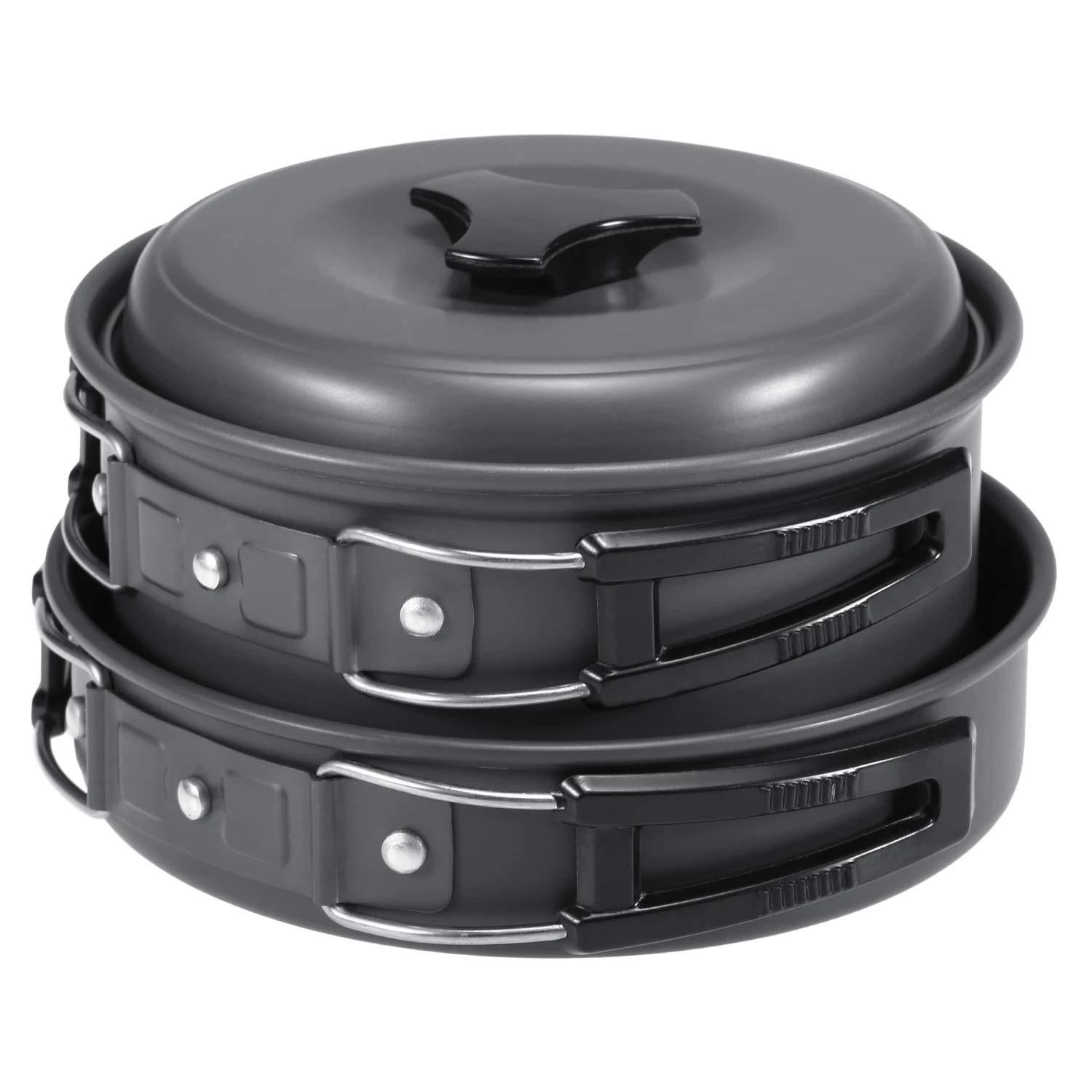 OUTPFTS OUTPFTS 10pcs Camping Cookware Mess Kit Camping Pot Pan Bowl Cookset Outdoor Cooking Equipment Pot Pan Bowls Backpacking Hiking Gear