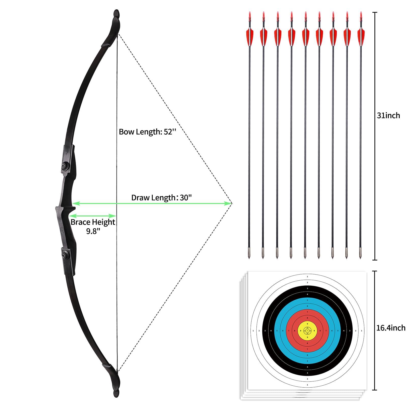 LWANO LWANO Recurve Bow for Adults - Archery Takedown Bow and Arrow Set for Adult/Youth/Teens Beginners Target Practicing, Left & Right Handed, 20/30/40lbs (30lbs)