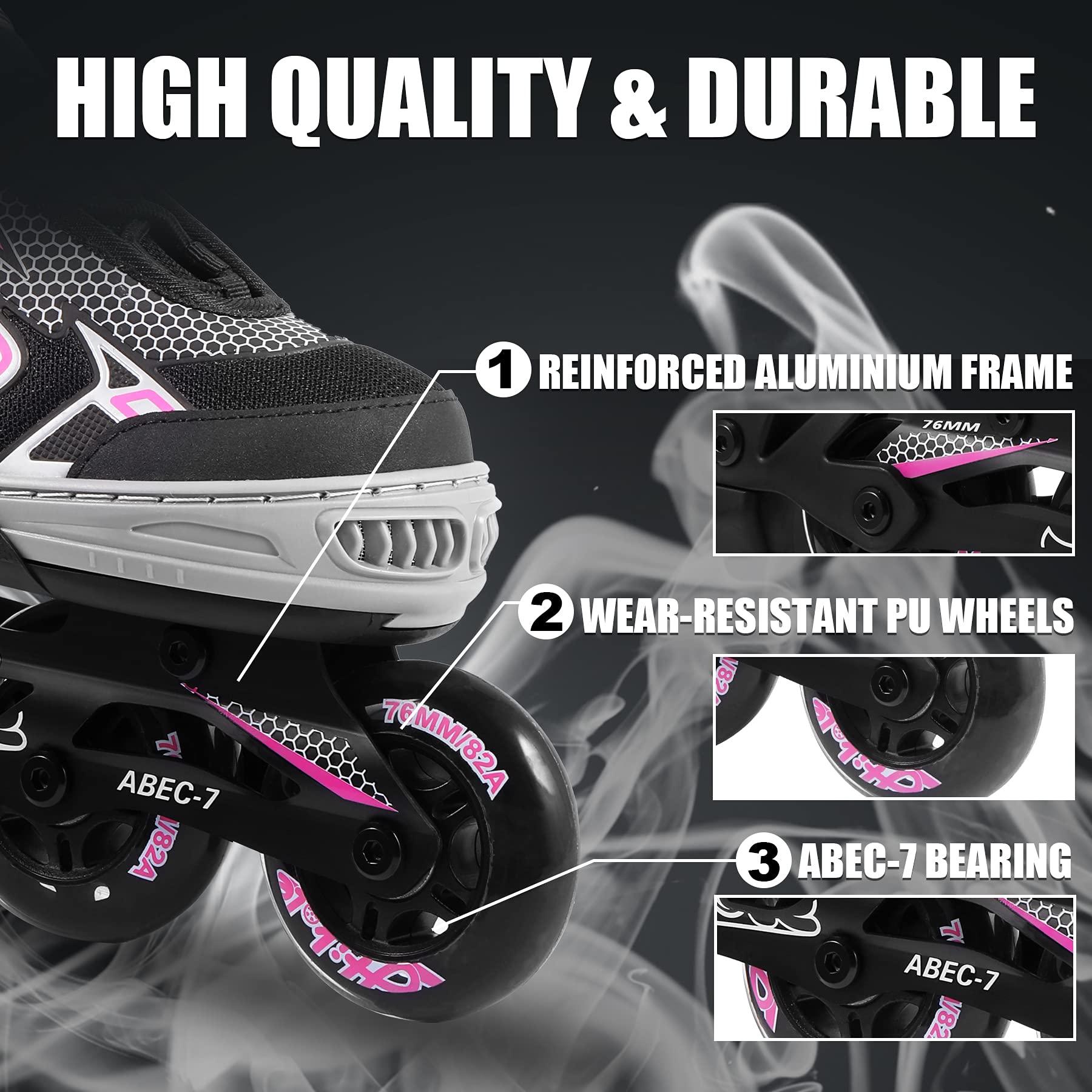 Hikole Hikole Adjustable Inline Skates for Kids and Adults,Outdoor Roller Blades Skates for Girls and Boys, Breathable Adult Female Roller Fitness Blades