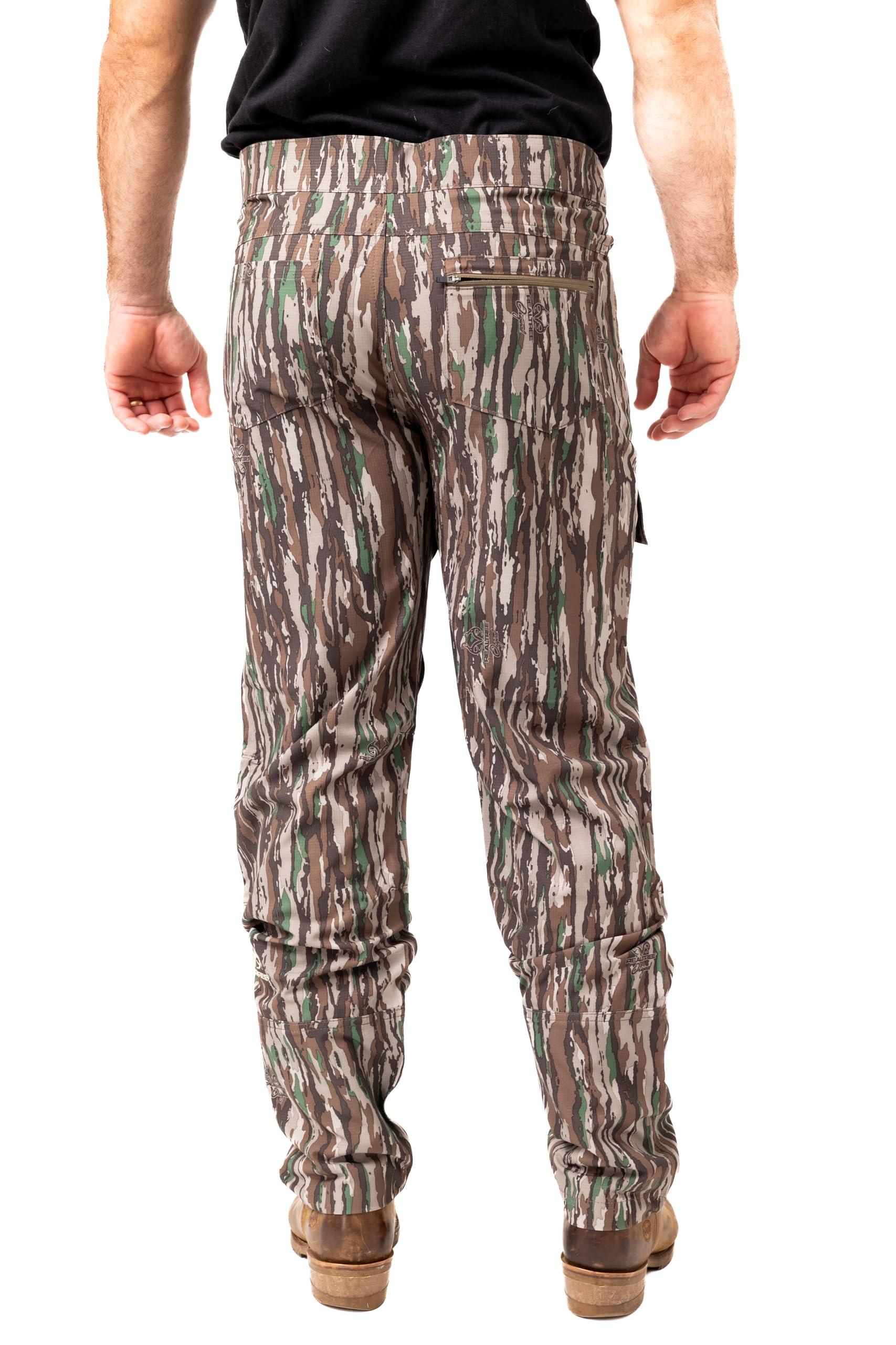 Realtree Realtree Men's 5-Pocket Camo Hunting Pant - Durable Pants with Reinforced Knees, Water-Resistant, Breathable Ripstop Fabric (US, Alpha, Large, Regular, Regular, Original Camo)