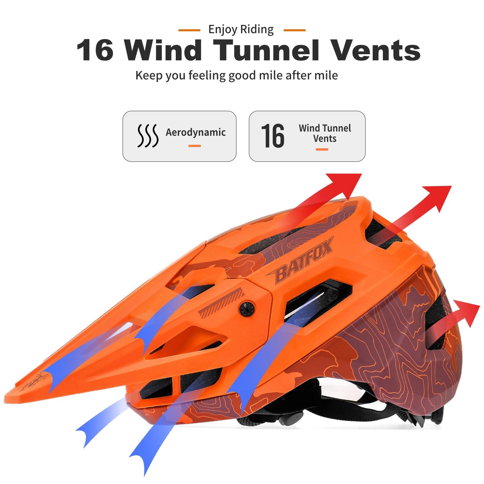 BATFOX BATFOX Bike Helmet Mountain Bike Helmets for Men Women Adults MTB Bicycle Cycling BMX Bike Helmet(Orange,L(55-59CM))