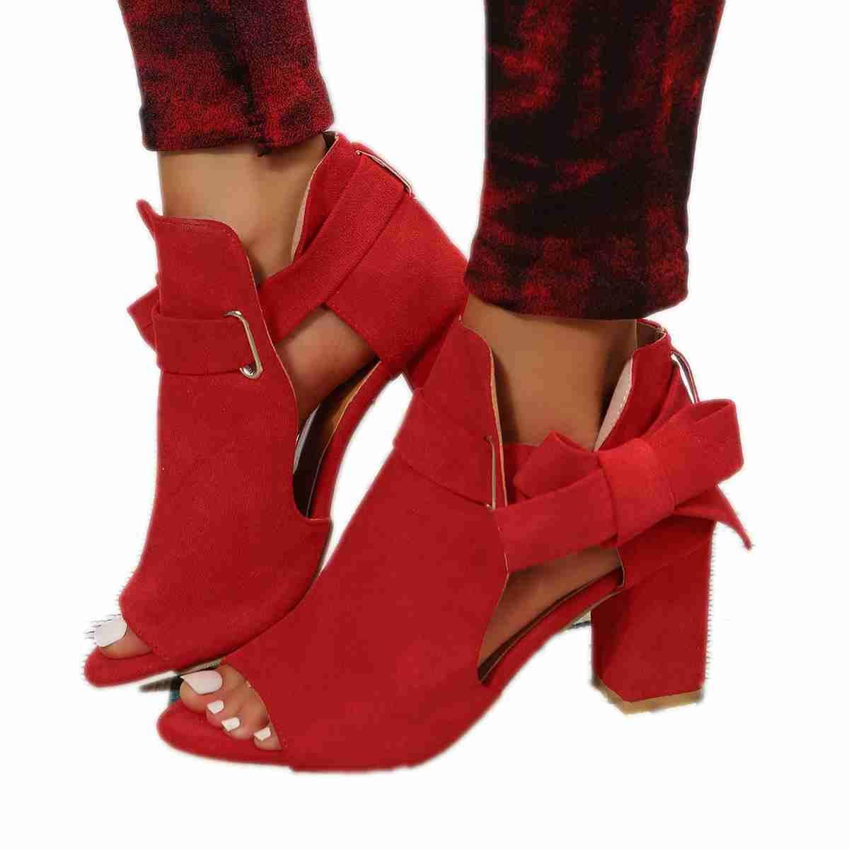 ZBYY ZBYY Women's Cutout Peep Toe Stacked Heeled Sandals Chunky Heels Ankle Strap Buckle Dress Booties with Back Zipper