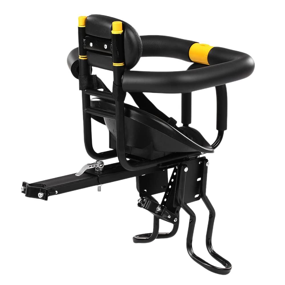 Felixstory Bike Child Seat, Bike Kids Seat with Cushion Backrest Armrest and Fence Guadrail, Electric Bike Child Seat for 2-6 Years Old, High Seat Cushion Backrest Mountain more Safety (Front bar seat)