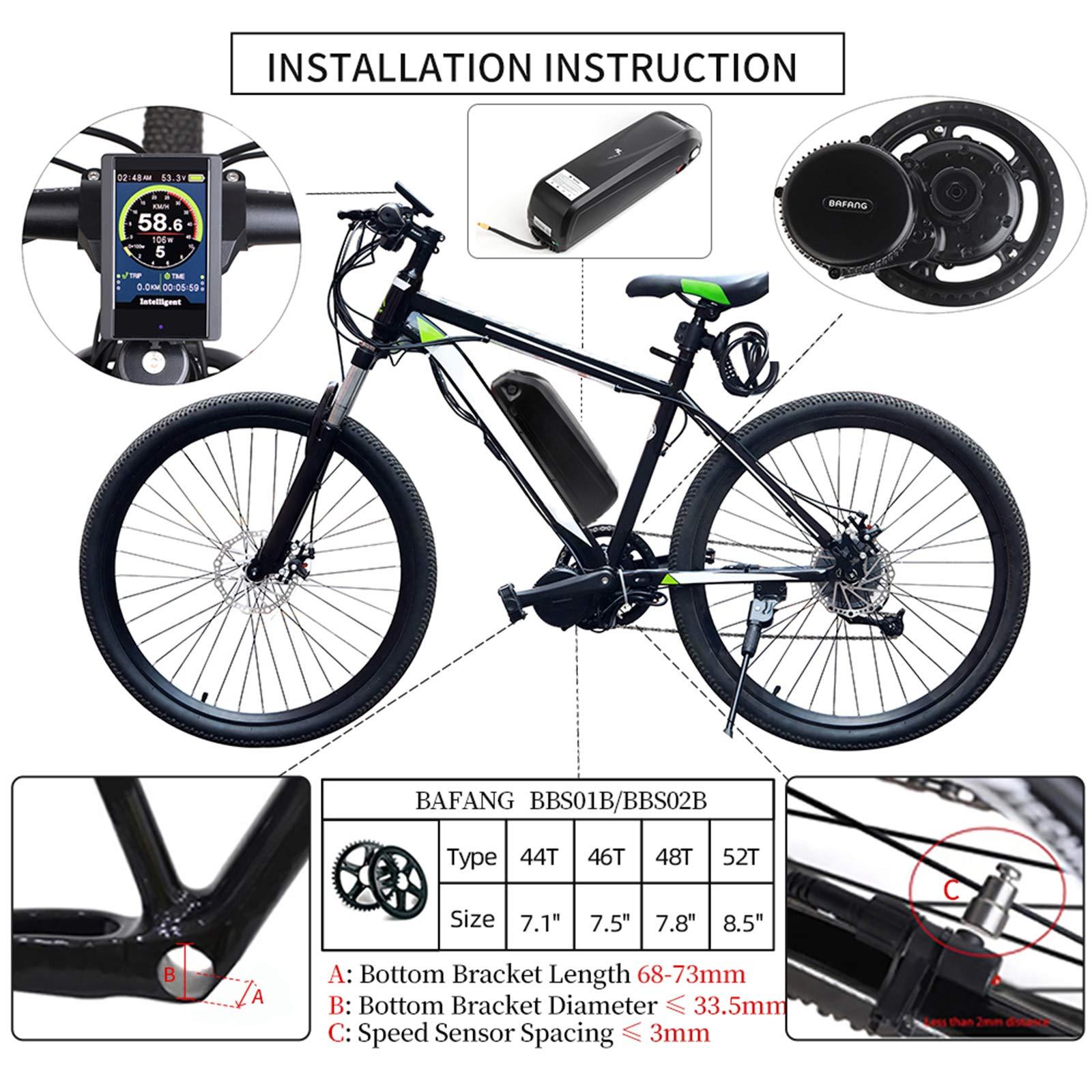 BAFANG BAFANG 48V 750W Mid Drive Electric Bike Conversion Kit with HMI Display BBS02B 8FUN Mid Motor for Bike Kit with 48V Ebike Battery