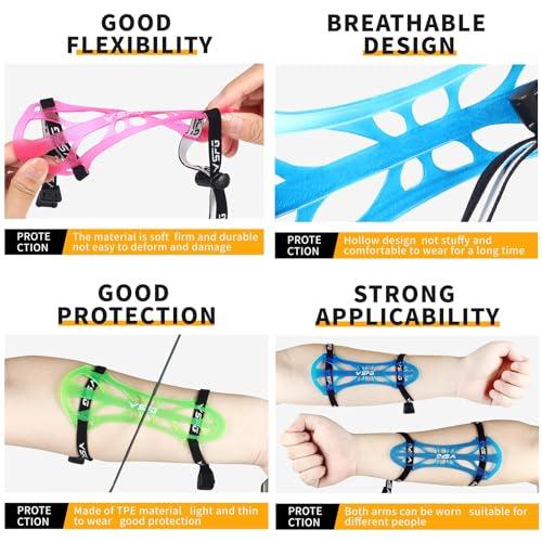 SPG SPG Archery Arm Guard Protector - Adjustable Professional Bow Arm Guards Forearm Protector Armguard for Adults Youth Men Women Competition Shooting Hunting Practice (Blue)