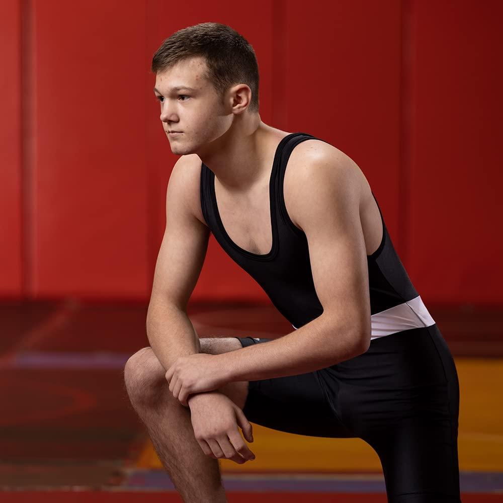 Matman Matman U.S.A. Wrestling Singlet Men\'s Boys Singlet State Weightlifting (Black, 3X-Small)