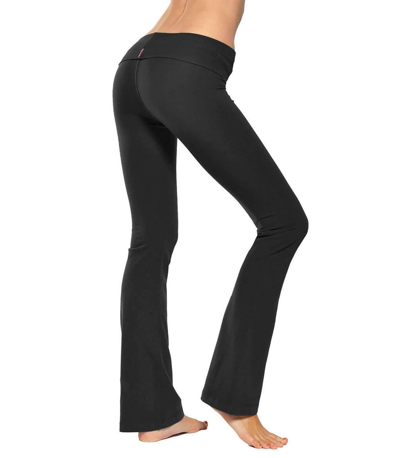 HardTail Forever Hardtail Roll Down Boot Leg Yoga Pants (Medium) Black