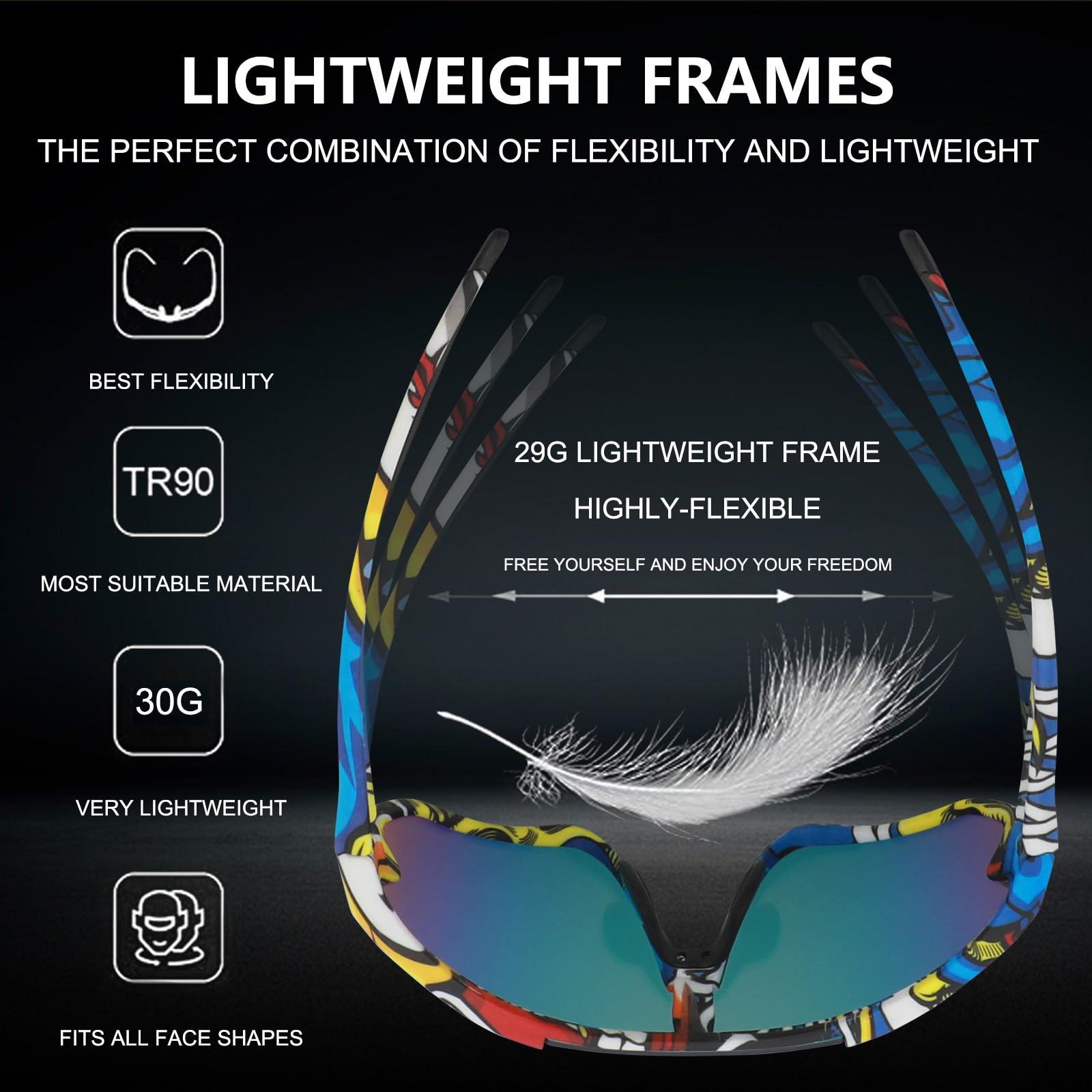 OULAIQI OULAIQI Kids Sunglasses Polarized Youth Baseball Sunglasses for 8-14 boys girls TR90 Frame UV400 Sports Softball Cycling Glasses