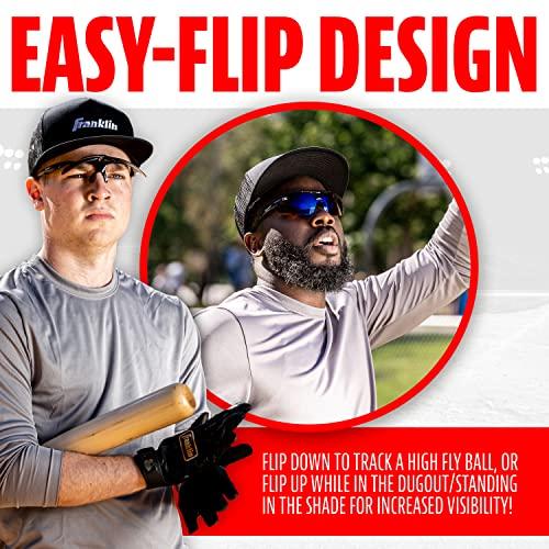 Franklin Sports Franklin Sports MLB - Flip Up Baseball + Softball Sunglasses for Kids + Adults - Lightweight Sport Sunglasses for UV Protection, Black