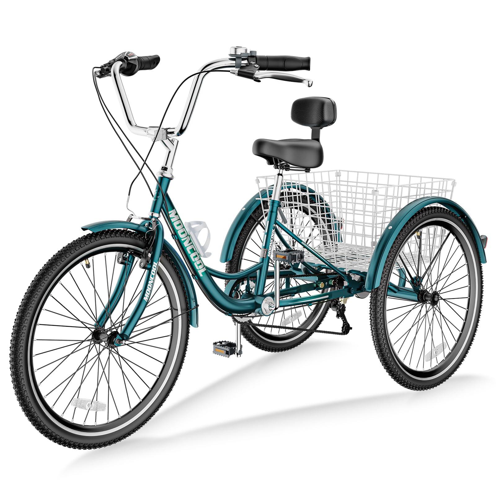 LILYPELLE LILYPELLE Adult Tricycles 7 Speed, 3 Wheel Bikes Adult Trikes 20/24/26 inch, Three-Wheeled Bicycles Cruise Trike with Shopping Basket for Seniors, Women, Men