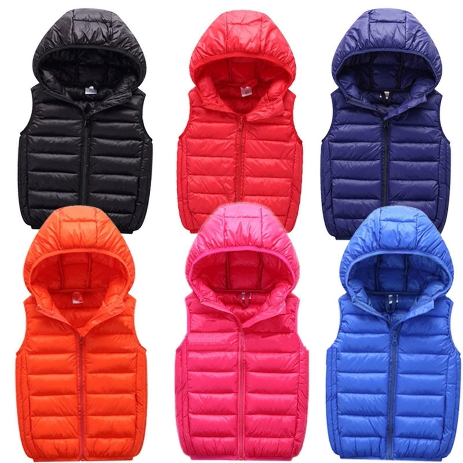 NineFit Basics Boys Girls Puffer Vest Sleeveless Quilted Vest Zipper Hooded Down Puffy Jacket Winter Kids Warm (Black, 10-12 Years)