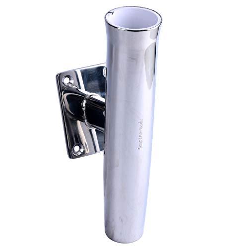 Amarine Made Amarine Made Stainless Steel Tournament Style Single Rod Holder, Transom Mounted, Wall Mounted - 20 Degree