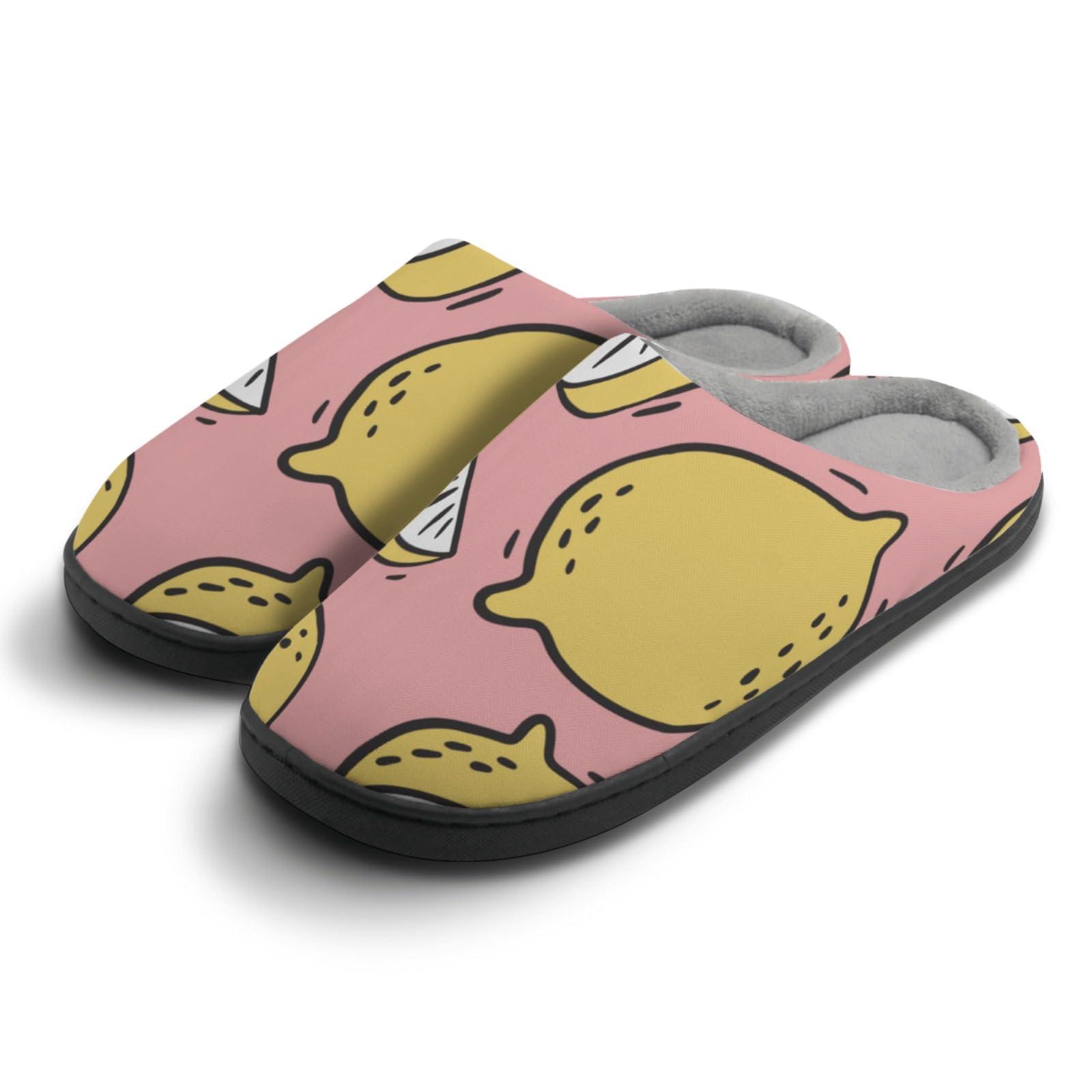 NineFit Basics Trendy Slipper Lemon Slipper citrus Plush Slippers for Women Clogs Slippers for Female Faux Fur House Slippers Fluffy House Slipper