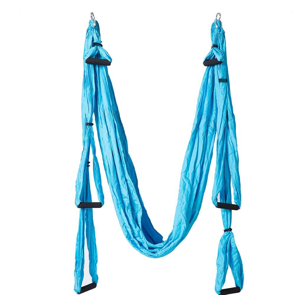 MIFXIN MIFXIN Aerial Yoga Swing Set Trapeze Yoga Hammock Kit Ultra Strong Antigravity Yoga Flying Sling Inversion Swing Tools with Extension Straps and Elastic Band for Air Yoga Inversion Fitness (Blue)