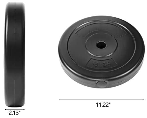 Signature Fitness Fitvids Vinyl Standard 1-Inch Plate Weight Plate for Strength Training and Weightlifting, 100-Pound Set with Barbell