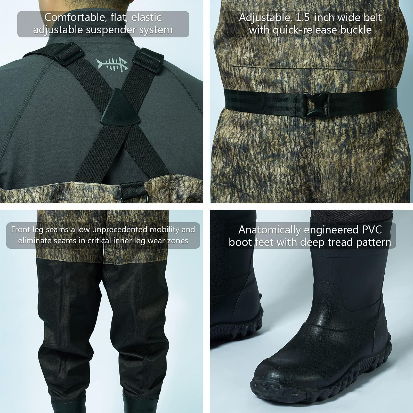 BASSDASH BASSDASH IMMERSE Breathable Ripstop Stocking Boot Foot Fishing Hunting Waders Lightweight Grey Camo Chest Wader for Men Women