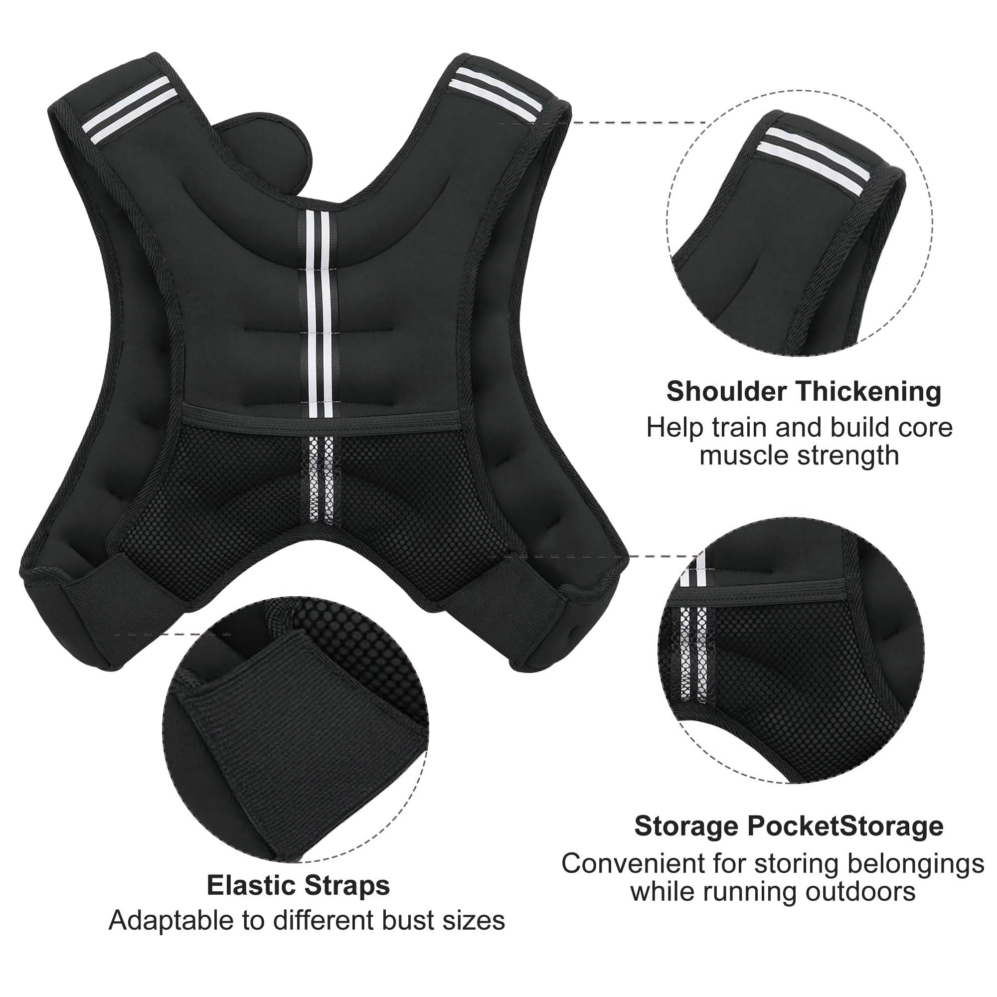 ZUETK ZUETK Weighted Vest, 6lb/8lb/12lb/16lb/20lb/25lb/30lb Weight Vest with Reflective Stripe, Weighted Vest for Men Women Workout Equipment for Strength Training, Running, Jogging, Fitness, Weight Loss