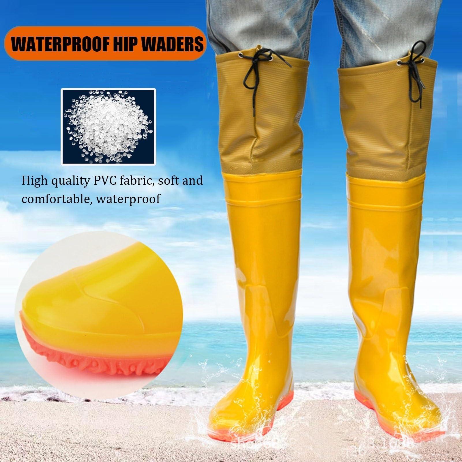 JCWGLY JCWGLY Men Women Hip Waders Boots for Fishing Hunting Lightweight PVC Waterproof Hip Boots Outdoor Rain Boots Knee High 60cm(5.5)
