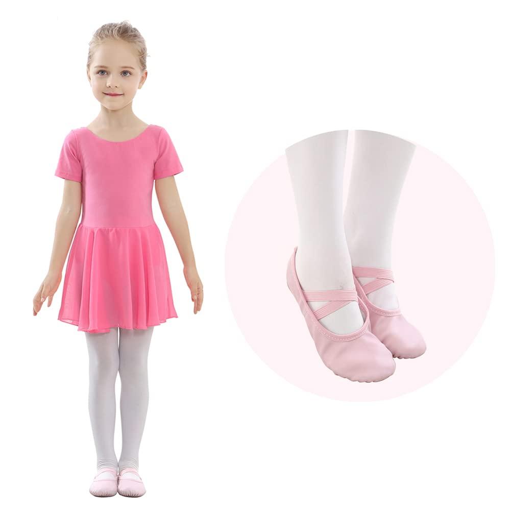Stelle Stelle Ballet Shoes for Girls Toddler Ballet Slippers Soft Leather Boys Dance Shoes for Toddler/Little Kid/Big Kid (Pink, 2ML)