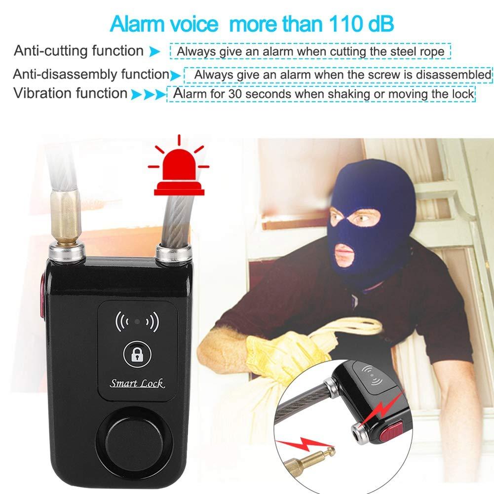 Dioche Security Lock, Combination Locks Cable Lock Secure Smart Keyless Anti-Theft Bluetooth Cable Lock, 80cm Lock Cable Waterproof 110dB Wire Rope Alarm Lock