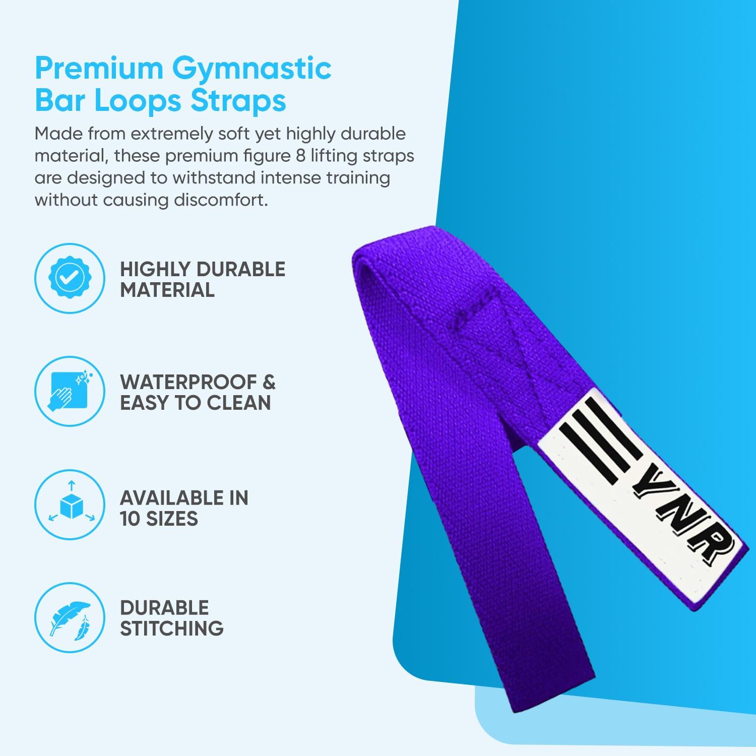 YNR YNR Premium Gymnastic Bar Loops Straps, hand grip, palm protection, guards (26CM, Purple)