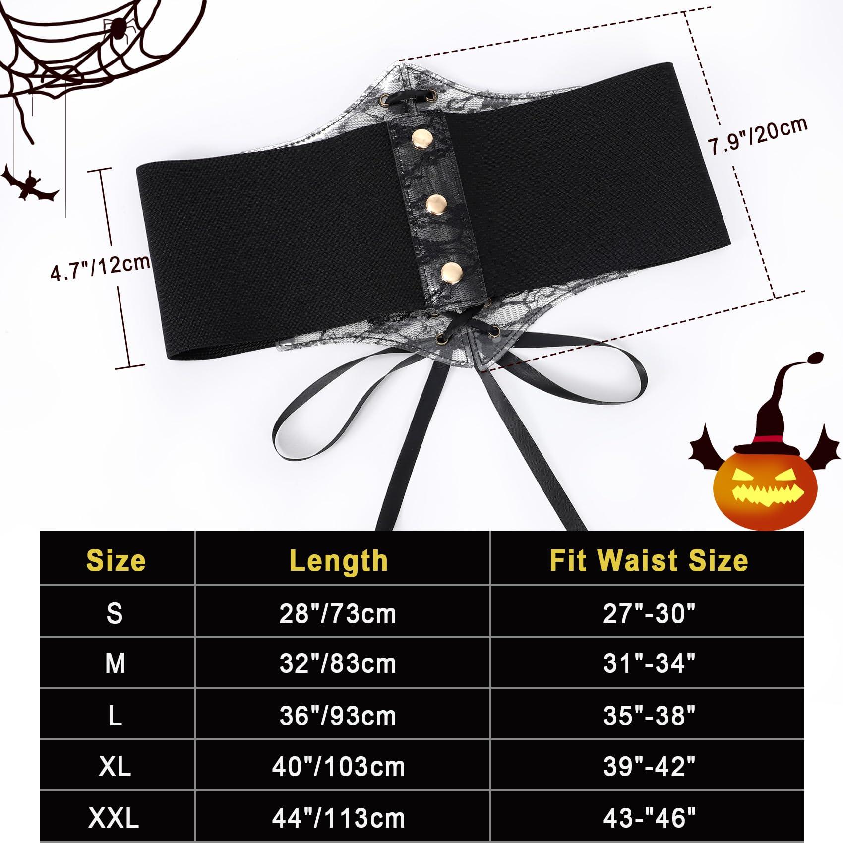 Waist Wow Elastic Corset Belt for Women Costume Wide Lace up Corset Waist Belt, Black, XXL
