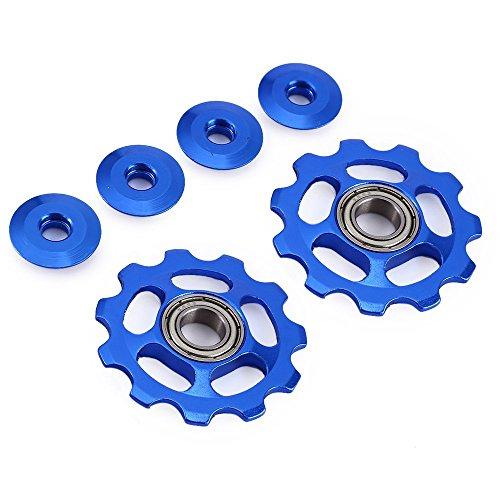 Stylrtop Stylrtop 2 pcs Bike 11T Aluminum Sealed Bearing Jockey Wheel Rear Derailleur Pulleys Fit Shimano SRAM (Blue)