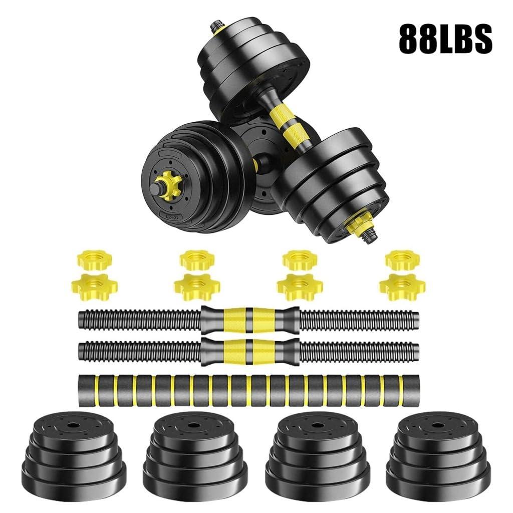 HAMEXLN HAMEXLN Dumbells Adjustable-Dumbbells-Set,80lbs Free Weights Set With Connector,Fitness Exercises For Home Gym Suitable Men/Women,Yellow Dumbell Set, 40kg