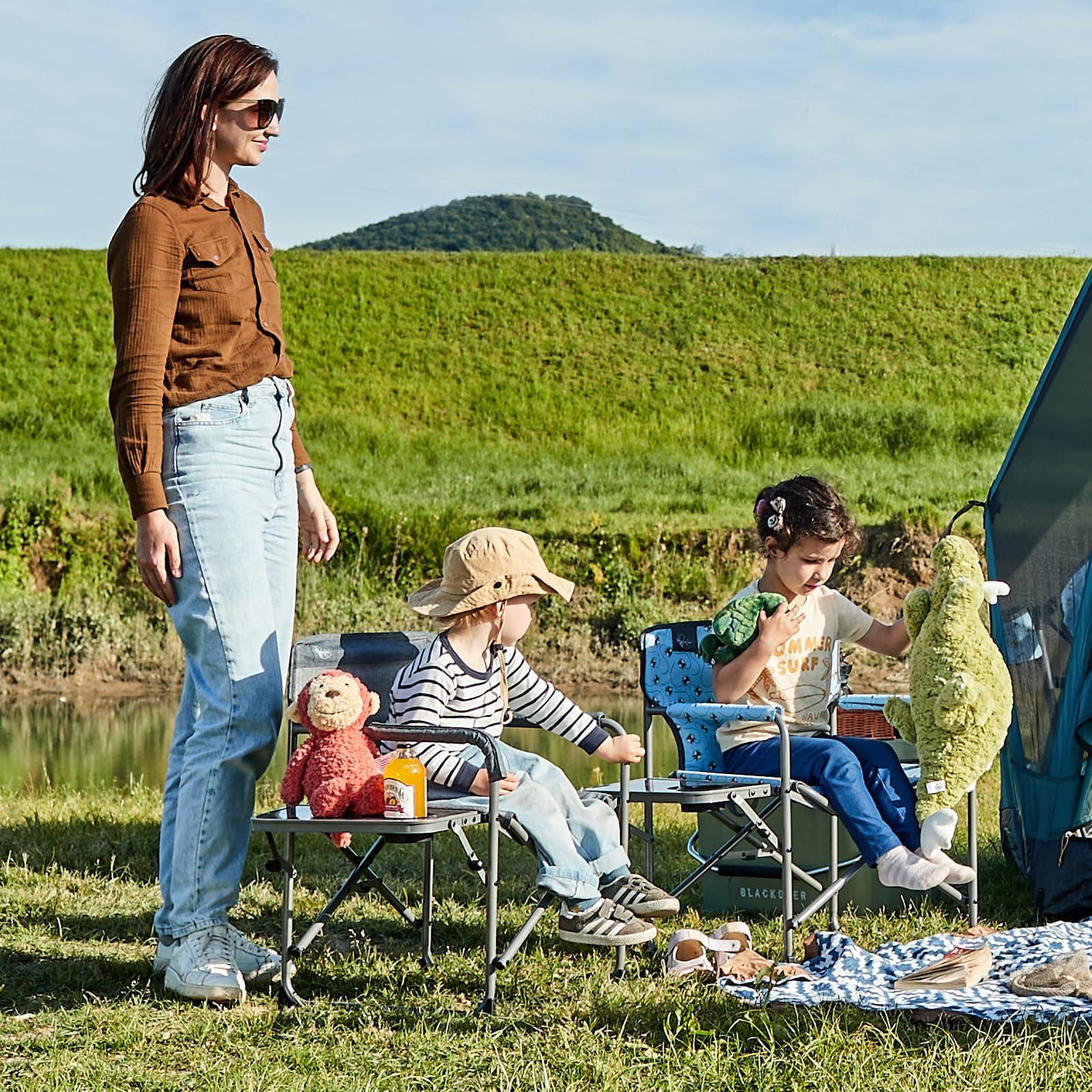 Busy Bee Busy Bee Kids Director Camping Chair with Foldable Side Table, Lightweight, Flat Folding, Compact and Portable, Perfect Kid Beach Chairs, Supports 150 Lbs.