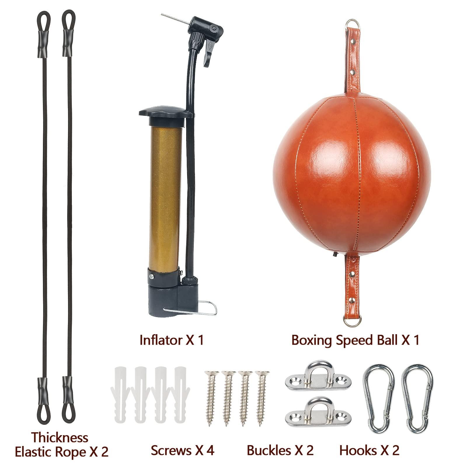 INNOLIFE InnoLife Double End Punching Ball Striking Punching Bag Kit, Speed Striking Reflex Kit with Bungee Cords Perfect for Reaction, Agility, and Hand Eye Coordination Training (Brown)
