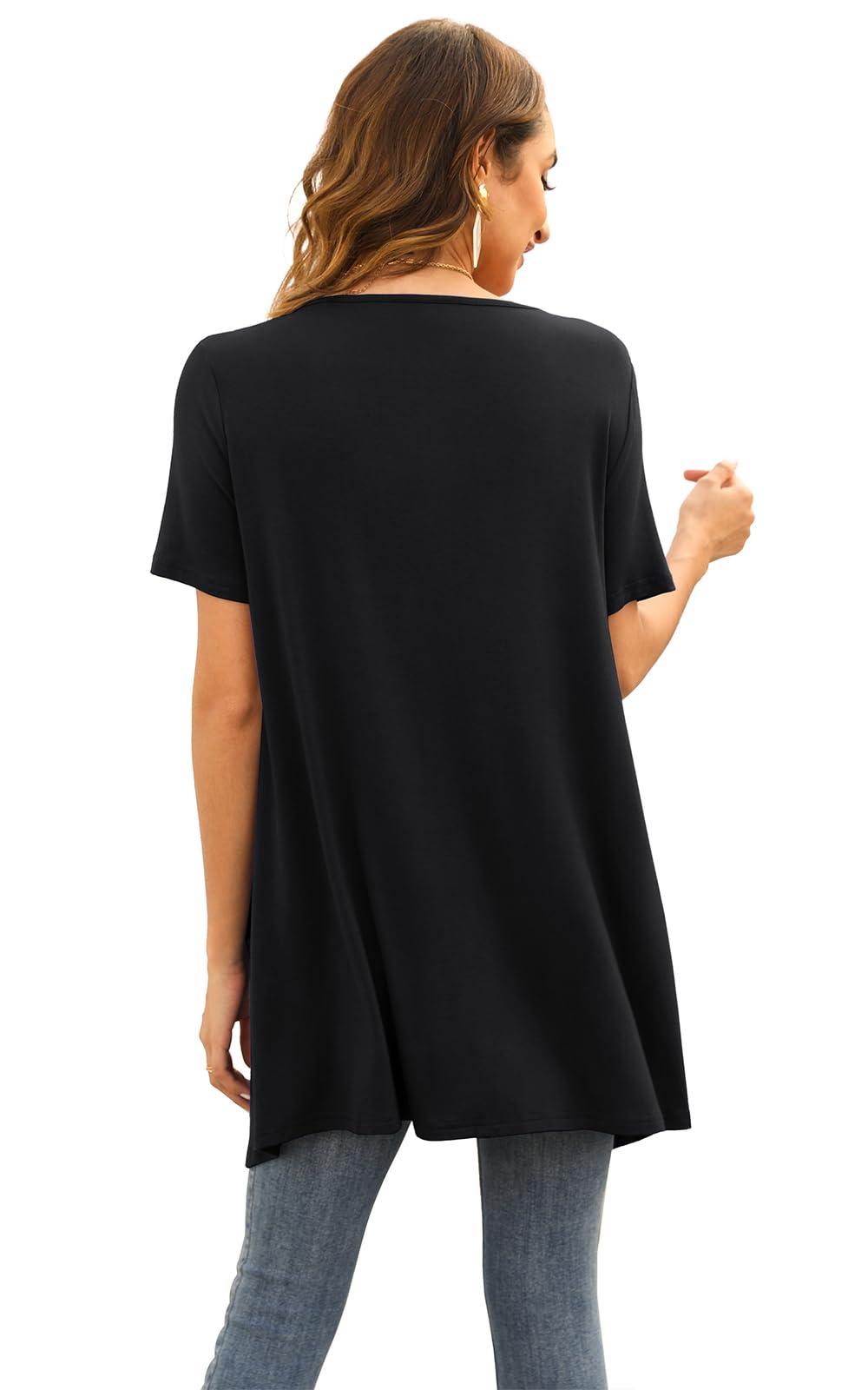 Veryoung Veryoung Black Cardigan for Women Plus Size Kimono Vest Casual Short Sleeve Open Front Lightweight Summer Cardigans with Pockets Draped Hem,Black,3XL