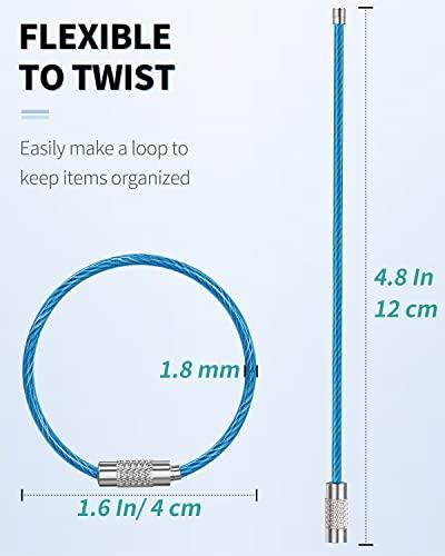 Uniclife Uniclife 4 Inch Wire Keychain Cable in 6 Assorted Colors Large Stainless Steel Key Ring Loop Holder for Outdoor Hiking Heavy Duty Connectable Luggage Tag Keeper for Sport and Travel, 20 Pack