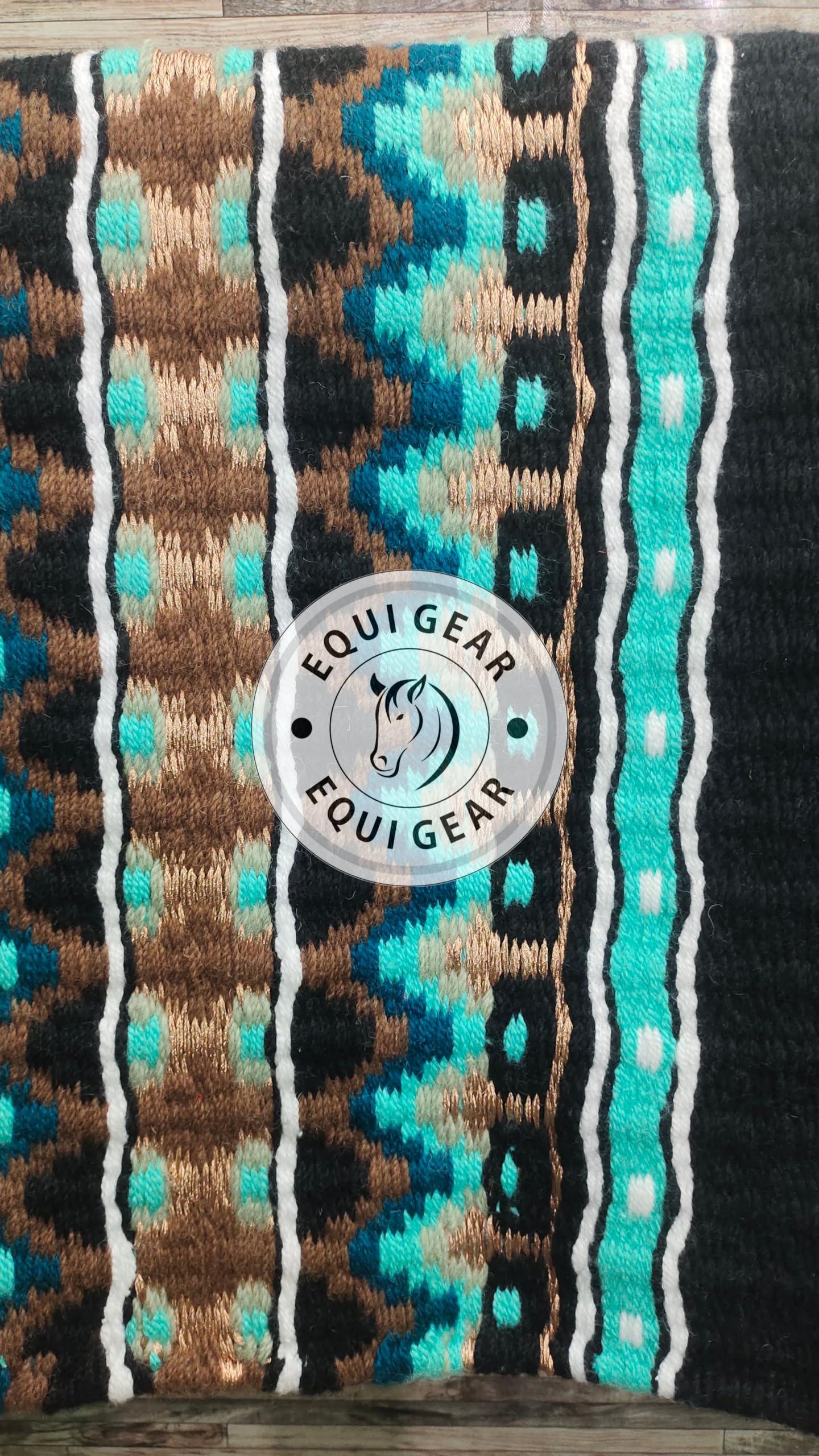 EQUIGEAR EQUIGEAR Western Show Horse Saddle Blanket New Zealand Wool Western Design Handmade Saddle Blanket Top Wool Pad Sensor Flex (Customization Available) ZB-003 (36x36)
