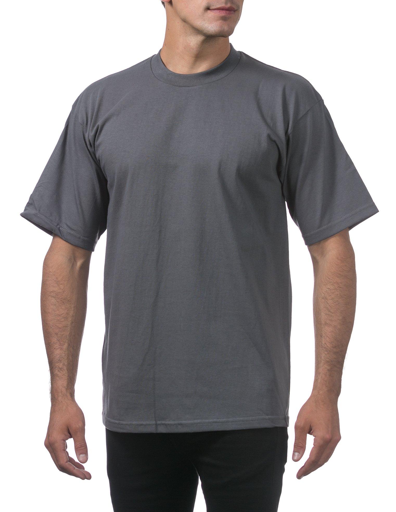 Pro Club Pro Club Men's Heavyweight Cotton Short Sleeve Crew Neck T-Shirt, Graphite, 5XL-Tall