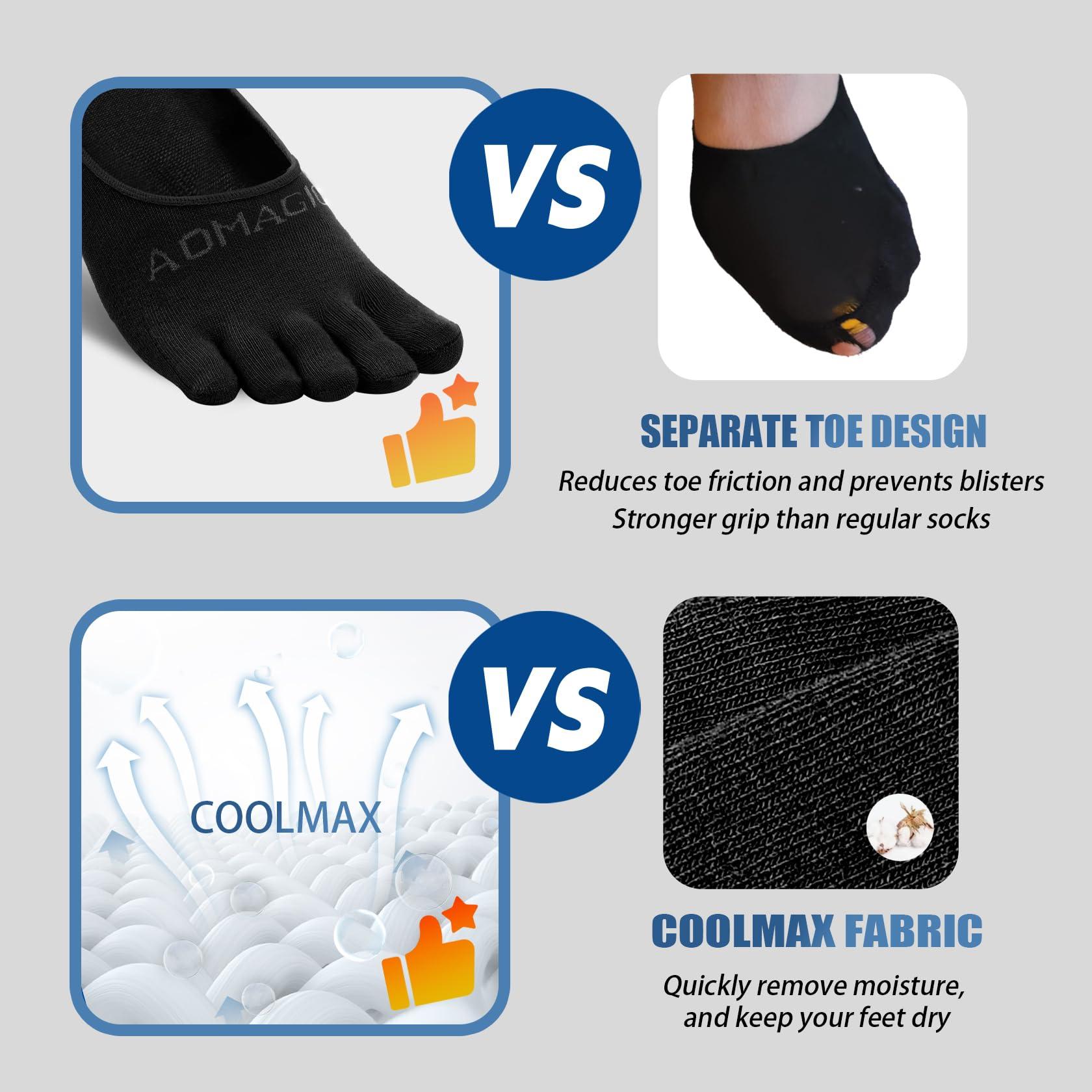 OrrinSports OrrinSports Toe Socks Women Low Cut No Show Socks Non-Slip Invisible Ankle Sock Liner Five Finger Sock (3 Pack)