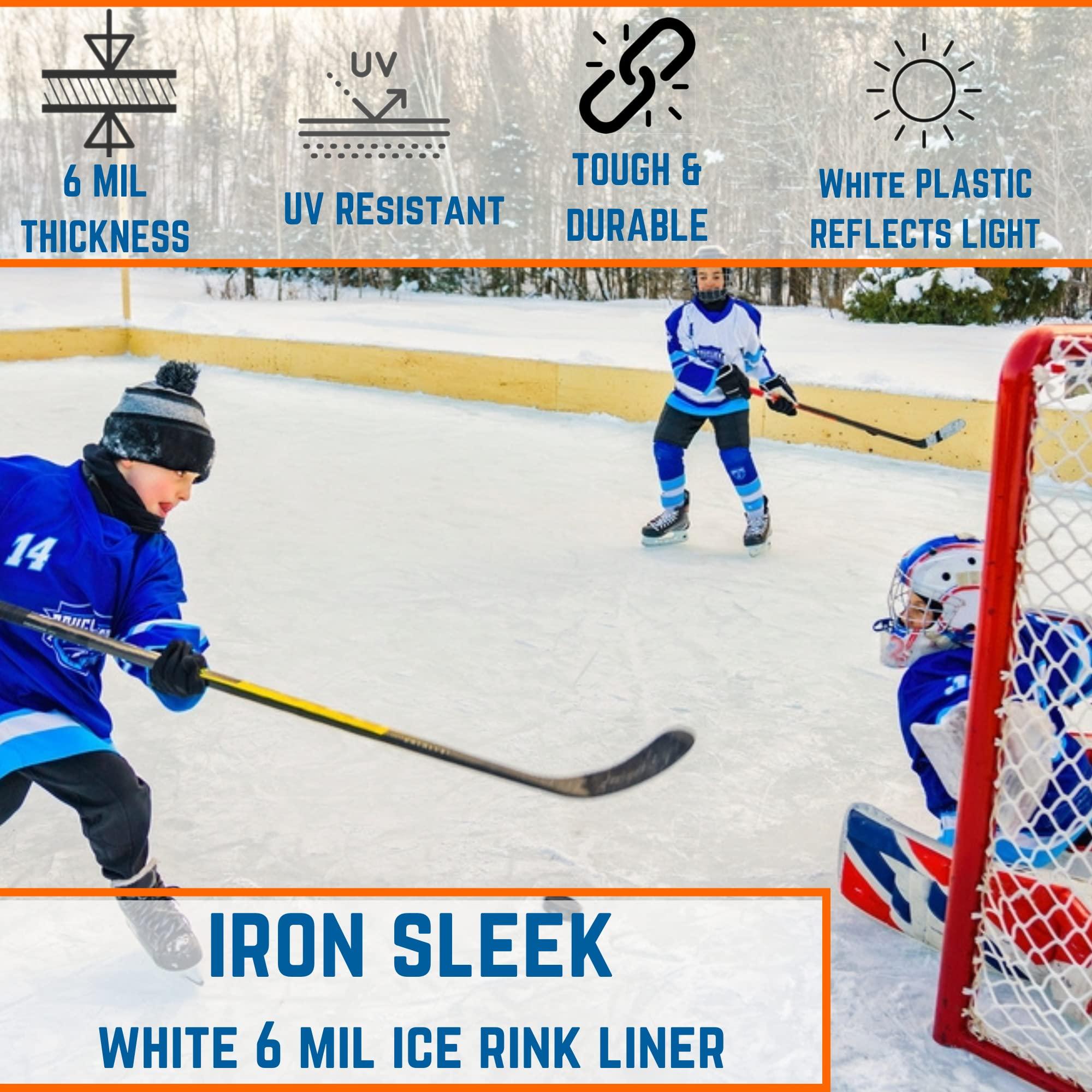 NineFit Basics Iron Sleek - White Plastic Ice Rink Liner - 6 Mil - (50 x 70) - Backyard Ice Rink Kit Liner, Ice Skating Rink for Backyard, Ice Rink Liner for Backyard