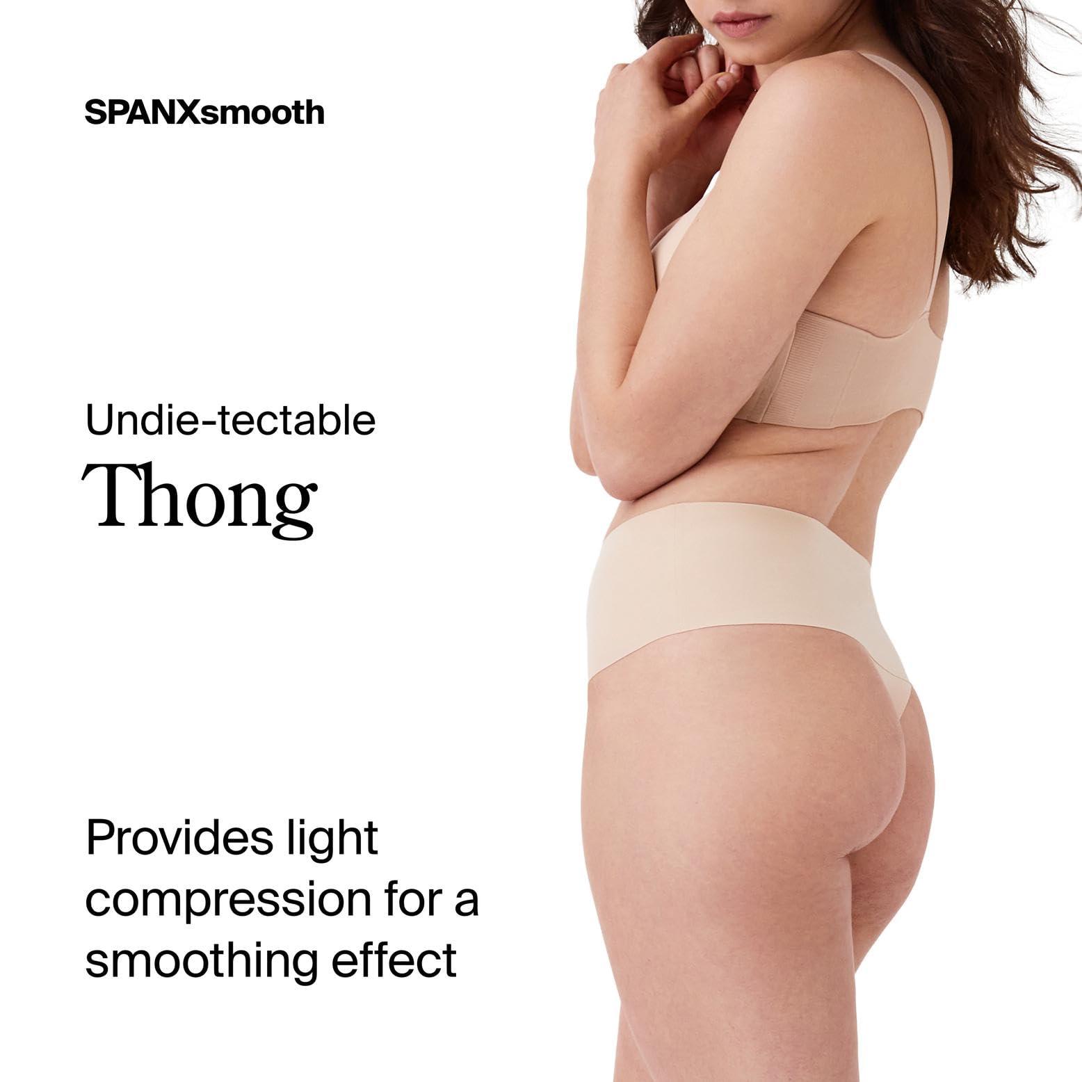 SPANX SPANXsmooth Undie-tectable Thong - Comfortable Core Control - Invisible Shapewear Thong - Women's No Show Thong Underwear - Soft Nude - X-Large