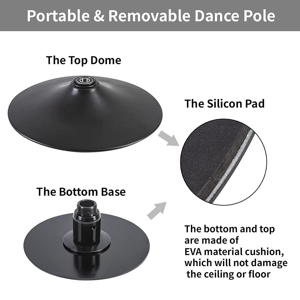 PRIORMAN PRIORMAN Pole Dancing - 45mm Spinning & Static Dance Pole Portable Dance Pole for Studio & Home Fitness (Black)