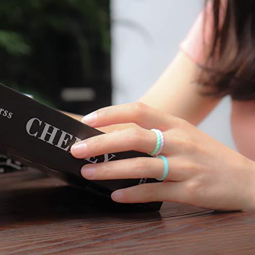 Forthee Forthee 10 Pack Silicone Wedding Ring for Women, Thin and Braided Rubber Band, Fashion, Colorful, Comfortable fit, Skin Safe,Size 8