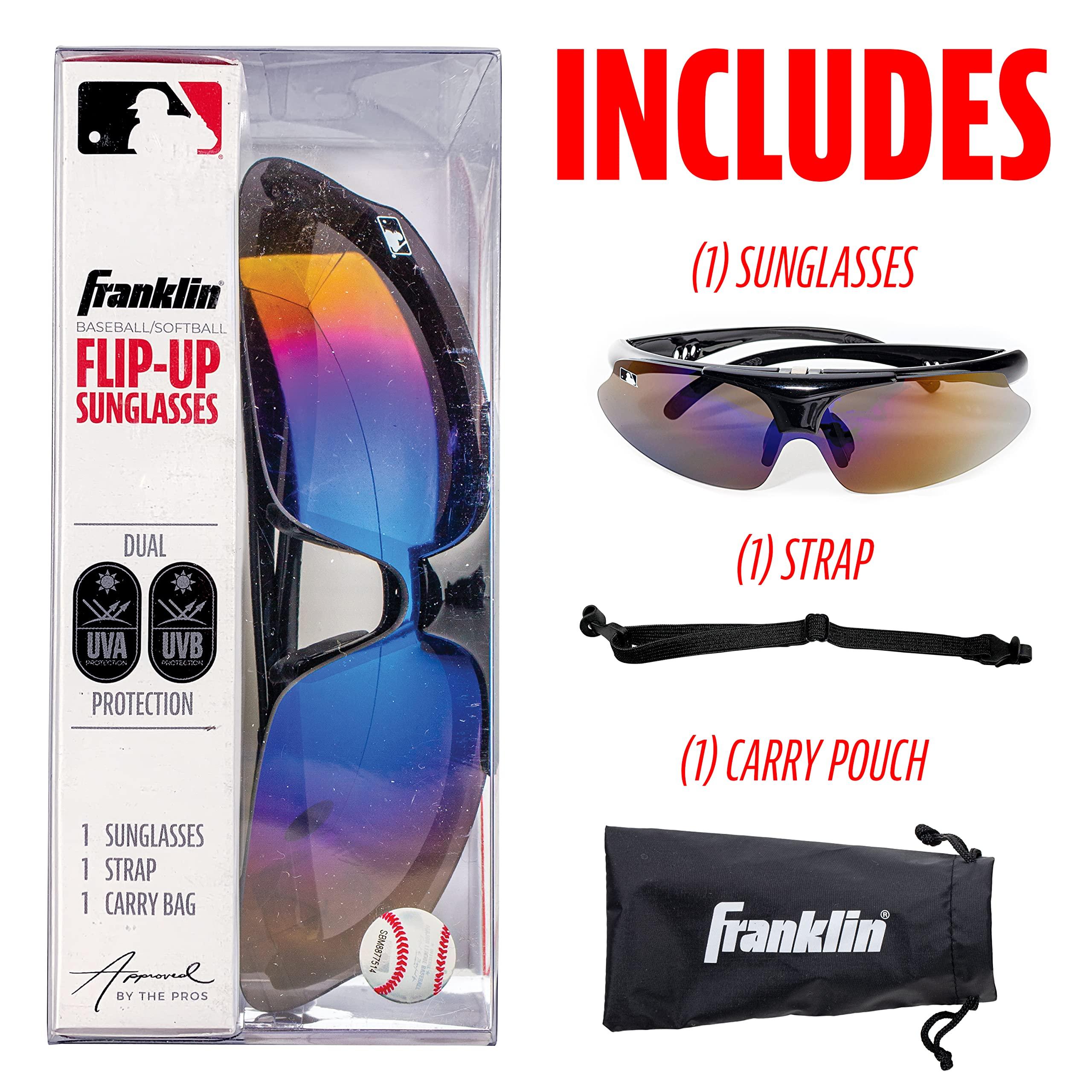 Franklin Sports Franklin Sports MLB - Flip Up Baseball + Softball Sunglasses for Kids + Adults - Lightweight Sport Sunglasses for UV Protection, Black