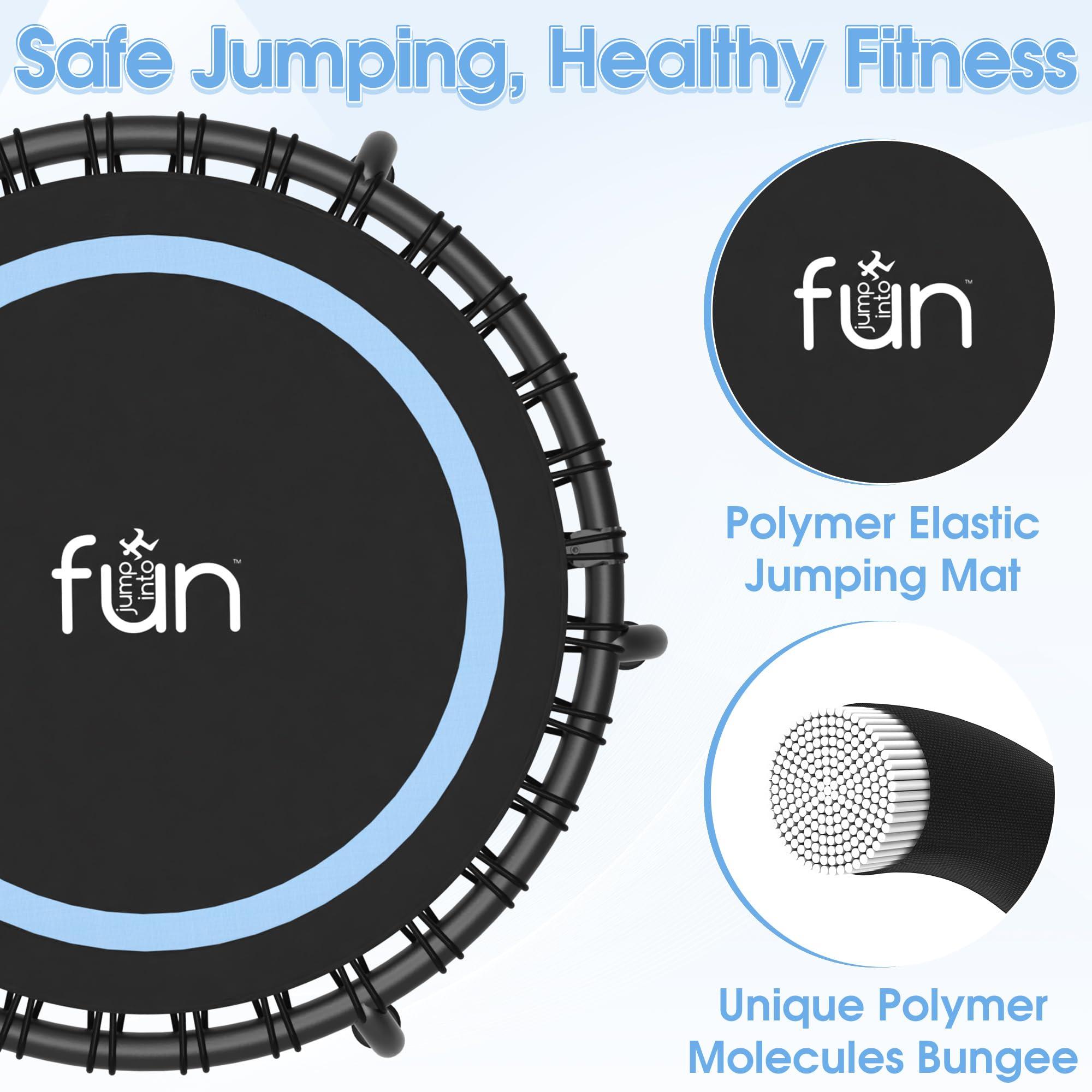 Jump Into Fun Jump Into Fun 40" Rebounder Mini Tranpoline Indoor for Adults, 330LBS Foldable Fitness Tranpoline Adults with Adjustable T-Bar Handle, Slient Exercise Rebounder for Indoor/Garden Workout, Blue
