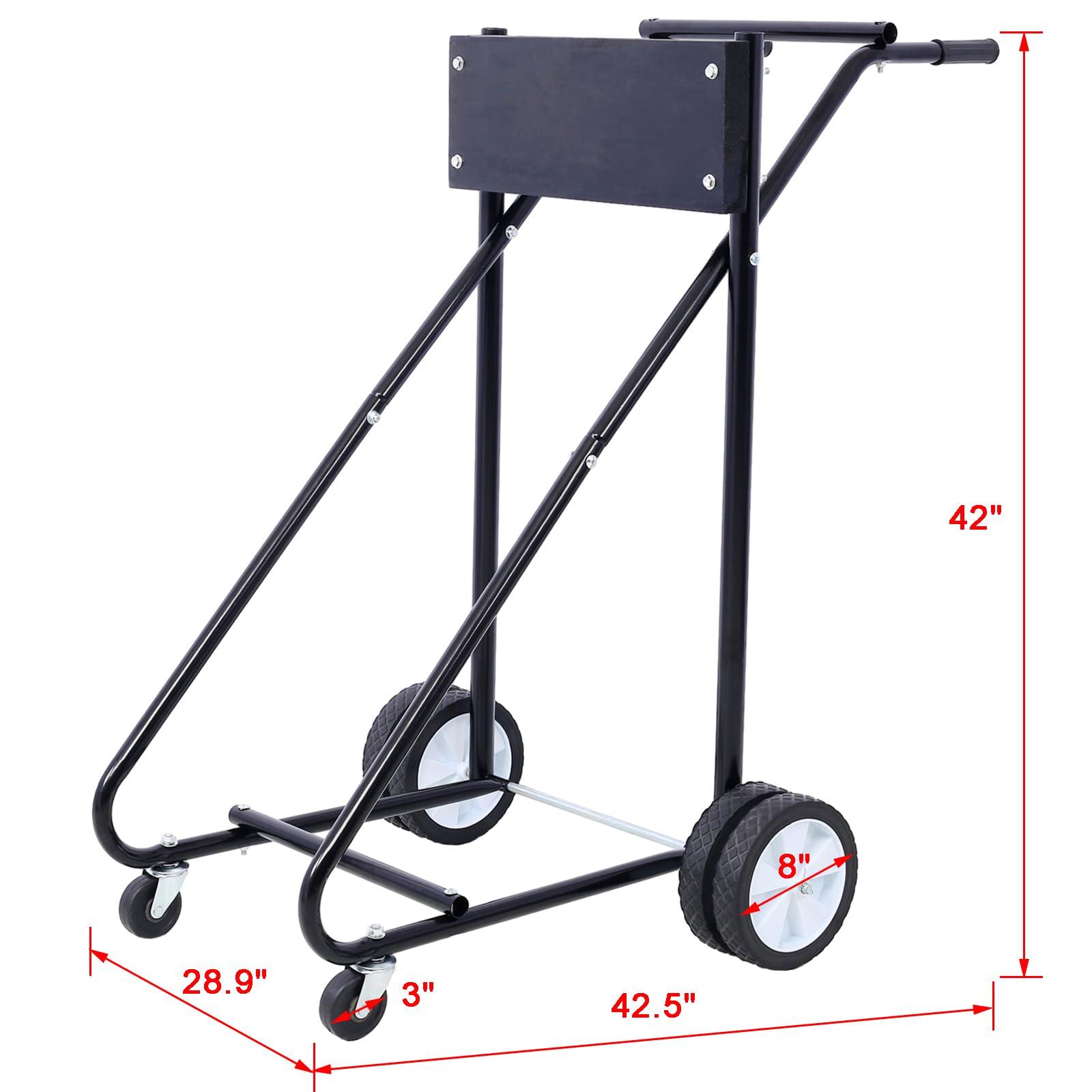 Lunanniu Outboard Boat Motor Stand, 315 lbs Capacity Heavy Duty Engine Stand Carrier Cart Dolly, Boat Motor Support Storage Stand with Wheels for Motor Storage Repair Maintenance (Black)