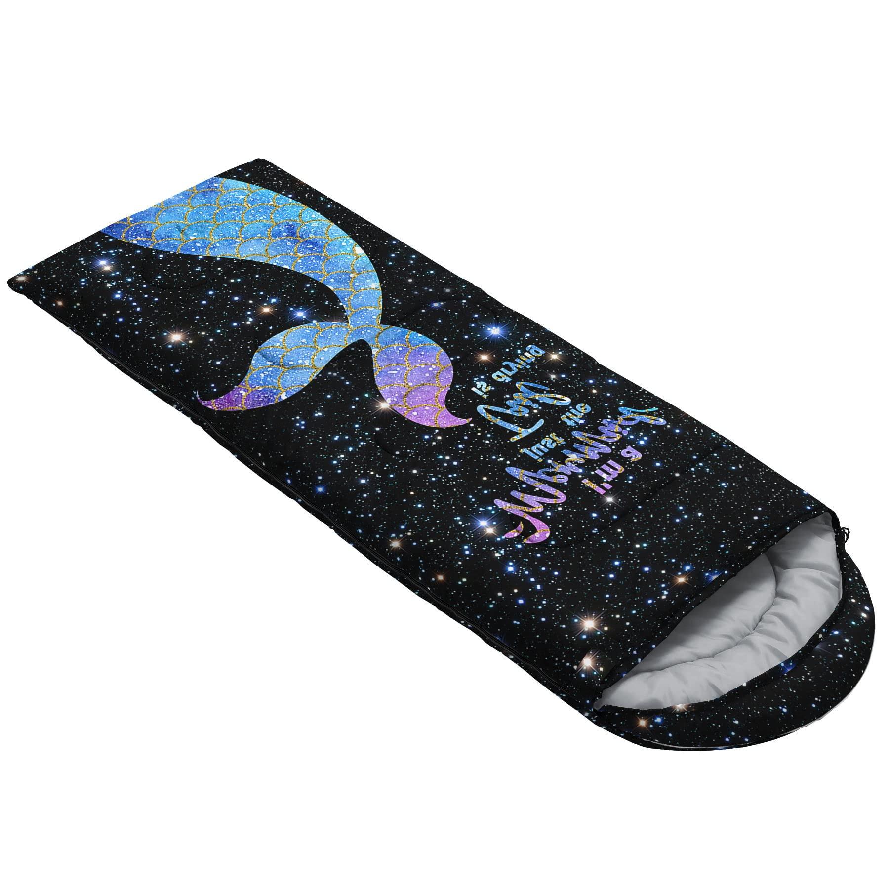Datura home Datura home Kids Sleeping Bag for Boys Girls,Sparkle Mermaid Print-Lightweight Warm Portable Outdoor Indoor-Waterproof Cold Weather Resistant Sleeping Bag for Camping Hiking(Mermaid)
